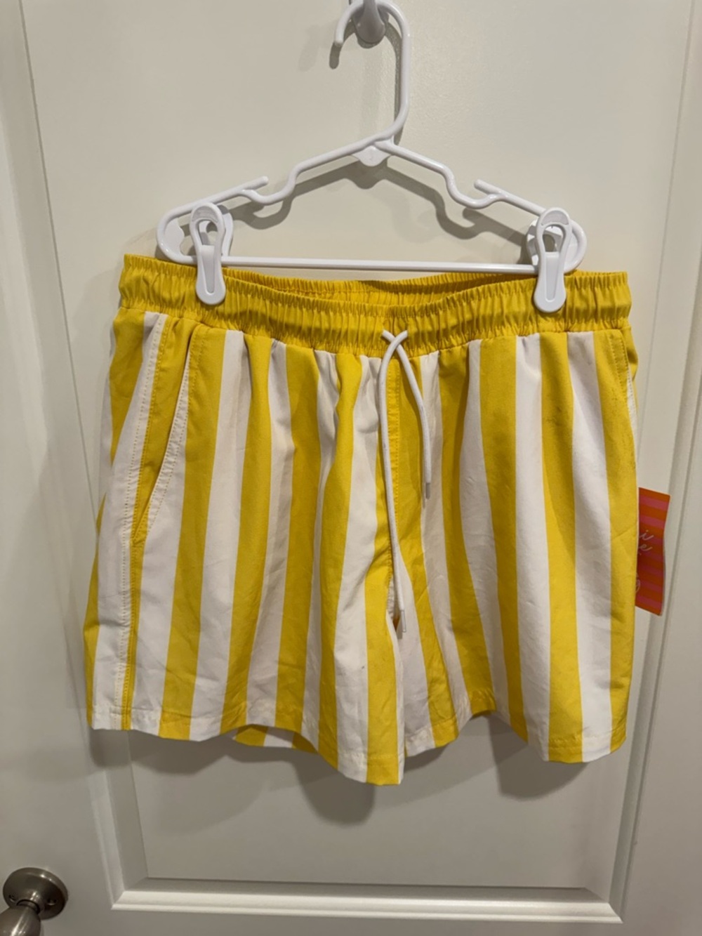 Kortni Jeane Yellow and White Stripe Drawstring Shorts